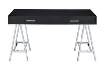 Load image into Gallery viewer, 54" Black and Silver Writing Desk With Two Drawers
