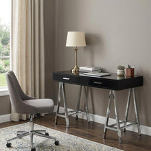 Load image into Gallery viewer, 54" Black and Silver Writing Desk With Two Drawers
