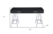 Load image into Gallery viewer, 54" Black and Silver Writing Desk With Two Drawers
