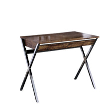 Load image into Gallery viewer, 36" Brown and Silver Writing Desk With Two Drawers
