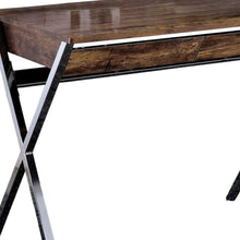Load image into Gallery viewer, 36" Brown and Silver Writing Desk With Two Drawers
