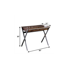 Load image into Gallery viewer, 36" Brown and Silver Writing Desk With Two Drawers
