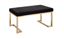 Load image into Gallery viewer, 40" Black and Champagne Upholstered Faux Fur Bench
