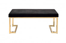 Load image into Gallery viewer, 40" Black and Champagne Upholstered Faux Fur Bench
