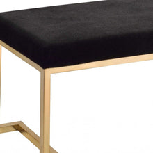 Load image into Gallery viewer, 40" Black and Champagne Upholstered Faux Fur Bench
