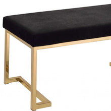 Load image into Gallery viewer, 40" Black and Champagne Upholstered Faux Fur Bench
