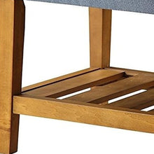 Load image into Gallery viewer, 40" Light Gray and Brown Upholstered Polyester Bench with Shelves
