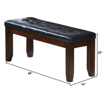 Load image into Gallery viewer, 48" Black and Espresso Faux Leather and Wood Upholstered Bench
