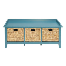 Load image into Gallery viewer, 43" Teal Blue Solid Wood Storage Bench with Drawers
