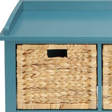 Load image into Gallery viewer, 43" Teal Blue Solid Wood Storage Bench with Drawers
