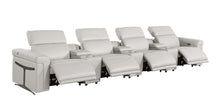 Load image into Gallery viewer, Top Grain Leather Reclining Metal USB Sofa (720377) - Light Gray
