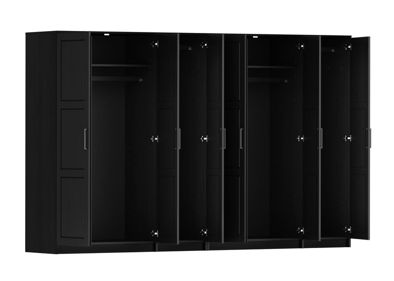 Solid Wood Six Door Combo Dresser (765127) - Black