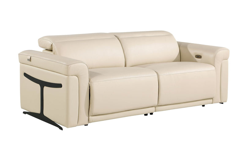 Italian Leather Reclining USB Sofa (720379) - Beige