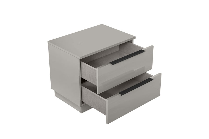 Wood Two Drawer Nightstand (719560) - Light Gray