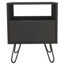 Load image into Gallery viewer, 17.7" x 13.7" x 22.2" Faux Wood Nightstand With Storage - Black
