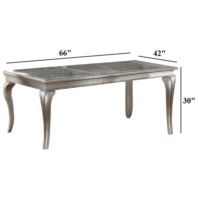 Rectangle Dining Table With Carved Accents - Champagne / Silver