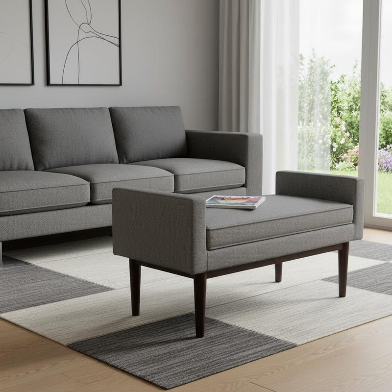 Ottoman - Gray / Walnut