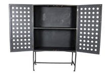 Load image into Gallery viewer, Solid Wood And Metal Holey Two Door Accent Chest - Dark Gray
