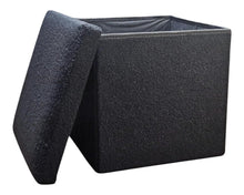 Load image into Gallery viewer, 15" Boucle Cube Storage Ottoman - Black
