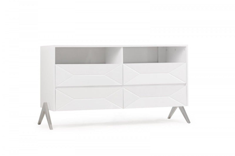 Four Drawer Double Dresser - White