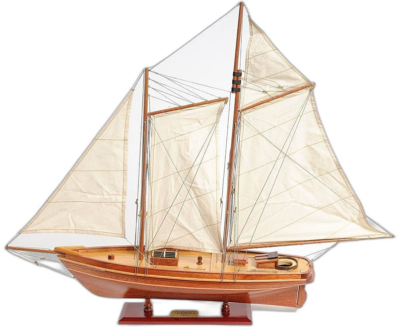 America 1851 Yacht Hand Painted Sculpture - Brown