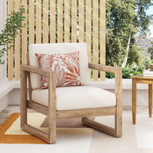 Load image into Gallery viewer, Outdoor Acacia Wood Patio Club Chair, Wood Patio Furniture, Waterproof Thick Cushion Deep Seating For Porch - Brown Wash / Beige

