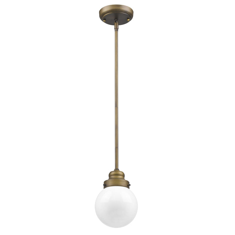 Metal Hanging With Round Glass Shade - Brushed Gold