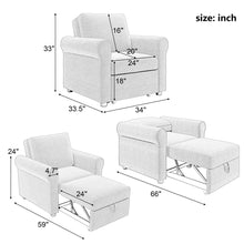 Load image into Gallery viewer, Modern 3 In 1 Convertible Sleeper Chair Bed, Linen Upholstery, Adjustable Backrest
