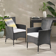 Load image into Gallery viewer, Dimensional Outdoor Dining Chair With Cushion Seat And Iron Frame (Set of 2)
