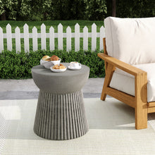 Load image into Gallery viewer, Modern Outdoor Lightweight Concrete Side Table With Hourglass Design - Light Gray
