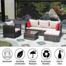 Load image into Gallery viewer, Rattan Patio Furniture Set Wicker Sofa Cushioned Sectional Furniture Set Garden Patio Sofa Set (4 Pieces, Brown)
