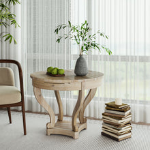 Load image into Gallery viewer, Curved Legs Farmhouse Style Small Size Round Dining Table End Table Side Table Coffee Table For Dinette, Kitchen, Dining Room Or Living Room - Natural Wood Grain Distressed
