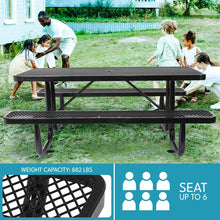 Load image into Gallery viewer, Outdoor Steel Picnic Rectangular Table With Umbrella Pole
