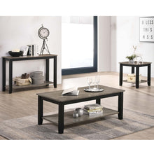 Load image into Gallery viewer, 3 Piece Table Set With Open Shelf Storage, Includes Coffee, End &amp; Console Table - Black / Black / Gray / Gray
