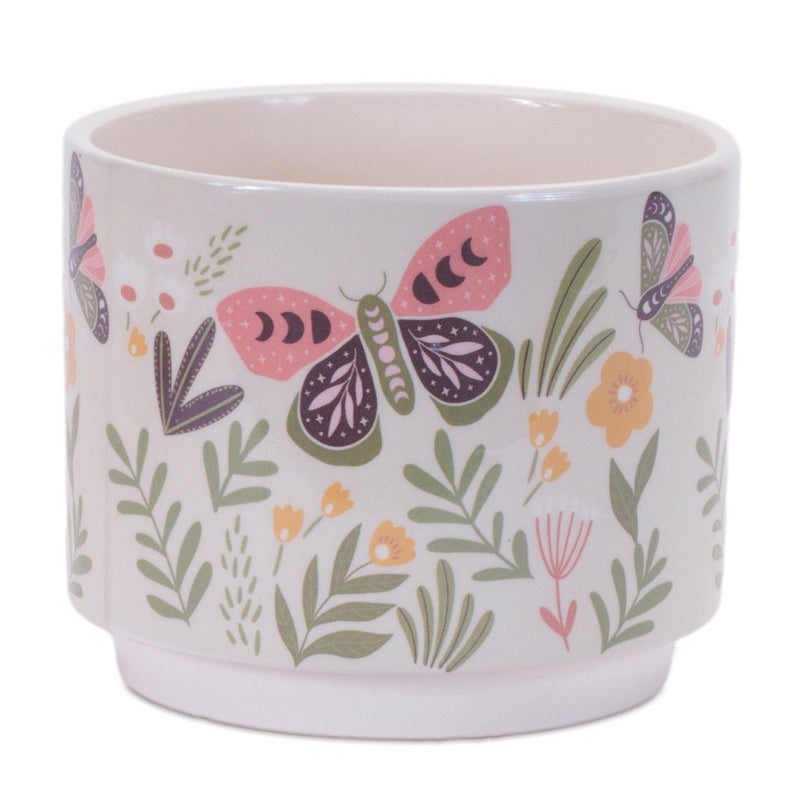 Leaf Round Pot Planters (Set of 3) - Green / Pink / White