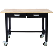 Load image into Gallery viewer, Work Bench, Workbench With Drawer Storage, Heavy Duty Bamboo Wood Work Table With Wheels For Garage Home Office
