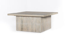 Load image into Gallery viewer, Rustic Carved Wood Storage Coffee Table - Graywash
