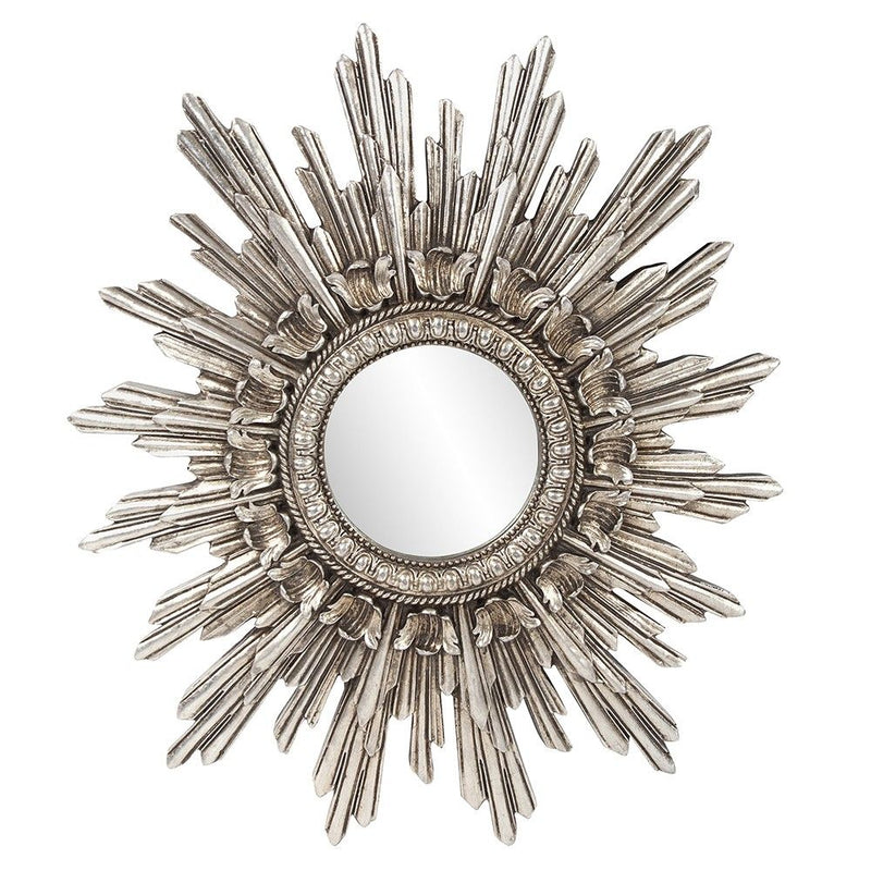 Oval Antiqued Leaf Finish Mirror - Silver