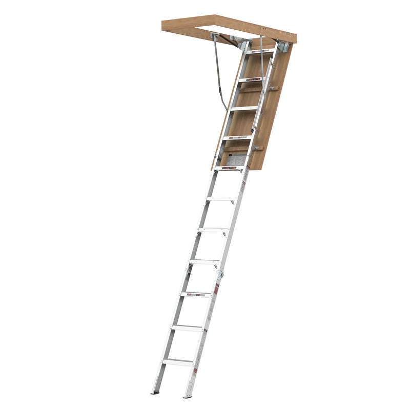 Aluminum Attic Ladder 350-Pound Capacity 22 1 / 2" x 54" Opening 7-10' Ceiling - Metallic Gray