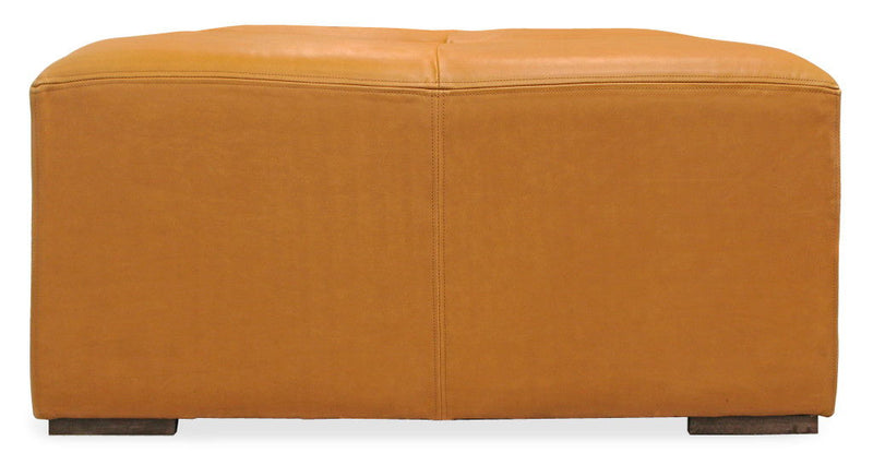 36" Genuine Leather And Solid Wood Square Cocktail Table - Orange