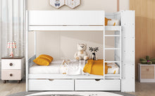 Load image into Gallery viewer, Full over Full Bunk Bed With 2 Drawers and Multi-layer Cabinet, White
