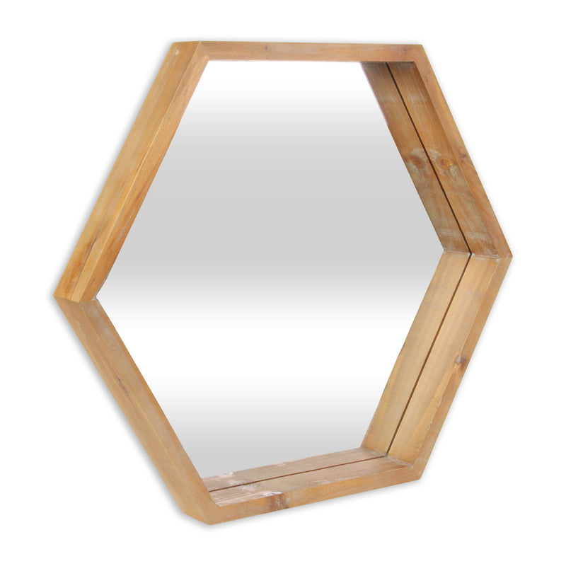 21" Hexagon Framed Accent Mirror - Brown