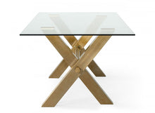 Load image into Gallery viewer, 87" Glass And Stainless Steel Sled Base Dining Table - Clear
