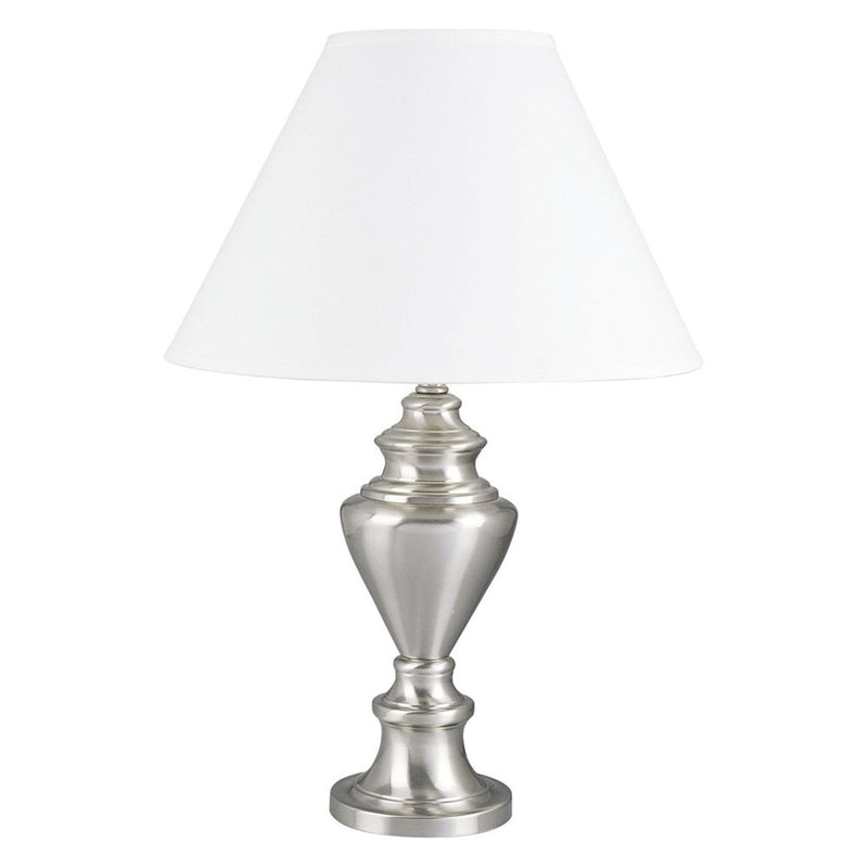Metal Urn Table Lamp With White Classic Empire Shade - Nickel