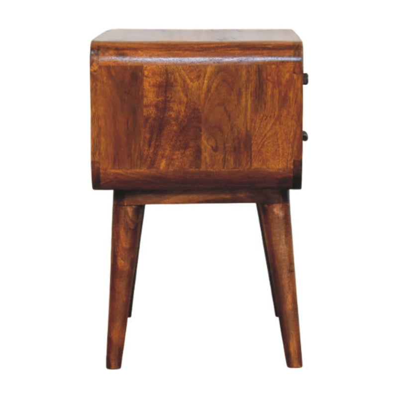 Solid Wood Two Drawer Nightstand - Dark Brown