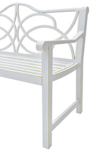 Load image into Gallery viewer, Outdoor Garden Patio Bench With Backrest And Armrest, Slatted Seat For Park, Yard &amp; Porch, Balcony, Accommodates 2 - 3 People - White
