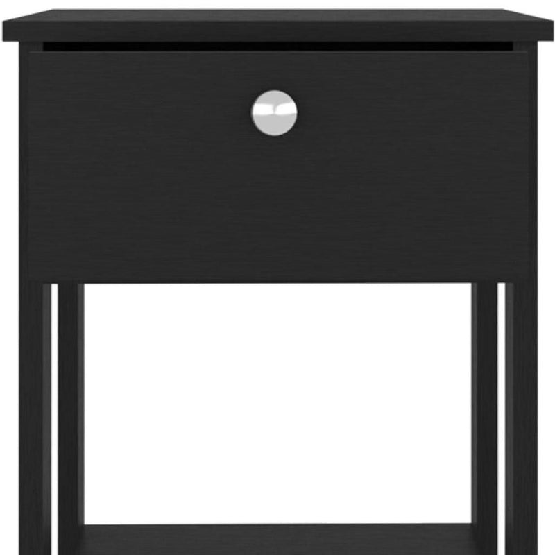 Wood One Drawer Nightstand - Black