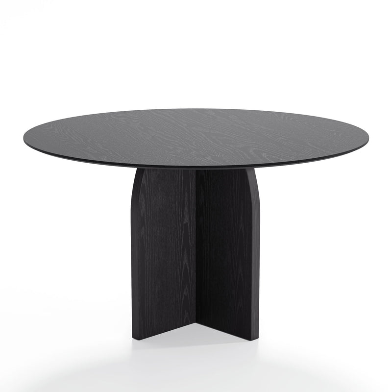 52" Solid Wood Pedestal Base Round Top Dining Table - Black