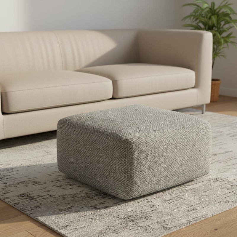 20" Cotton Pouf Ottoman - Gray