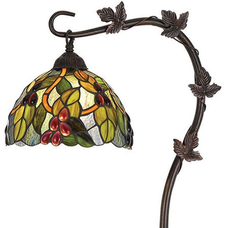 Traditional Shaped Floor Lamp With Green Yellow Dome Shade - Bronze